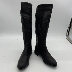 Women High Winter Riding Boots Round Toe Low Heel Dress Long Booties